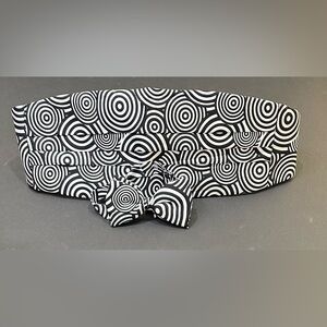 VTG 1960s-70s Goldman & Spitzer Black/White Silk Op-Art Swirl Cummerbund/Bow Tie